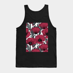 Poppies in Viva Magenta Color of the Year 2023 on white Tank Top